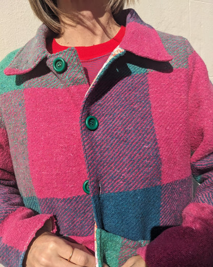 Vintage Woolen Check Blanket Jacket