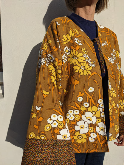 Vintage Floral Fabric Kimono-Style Jacket