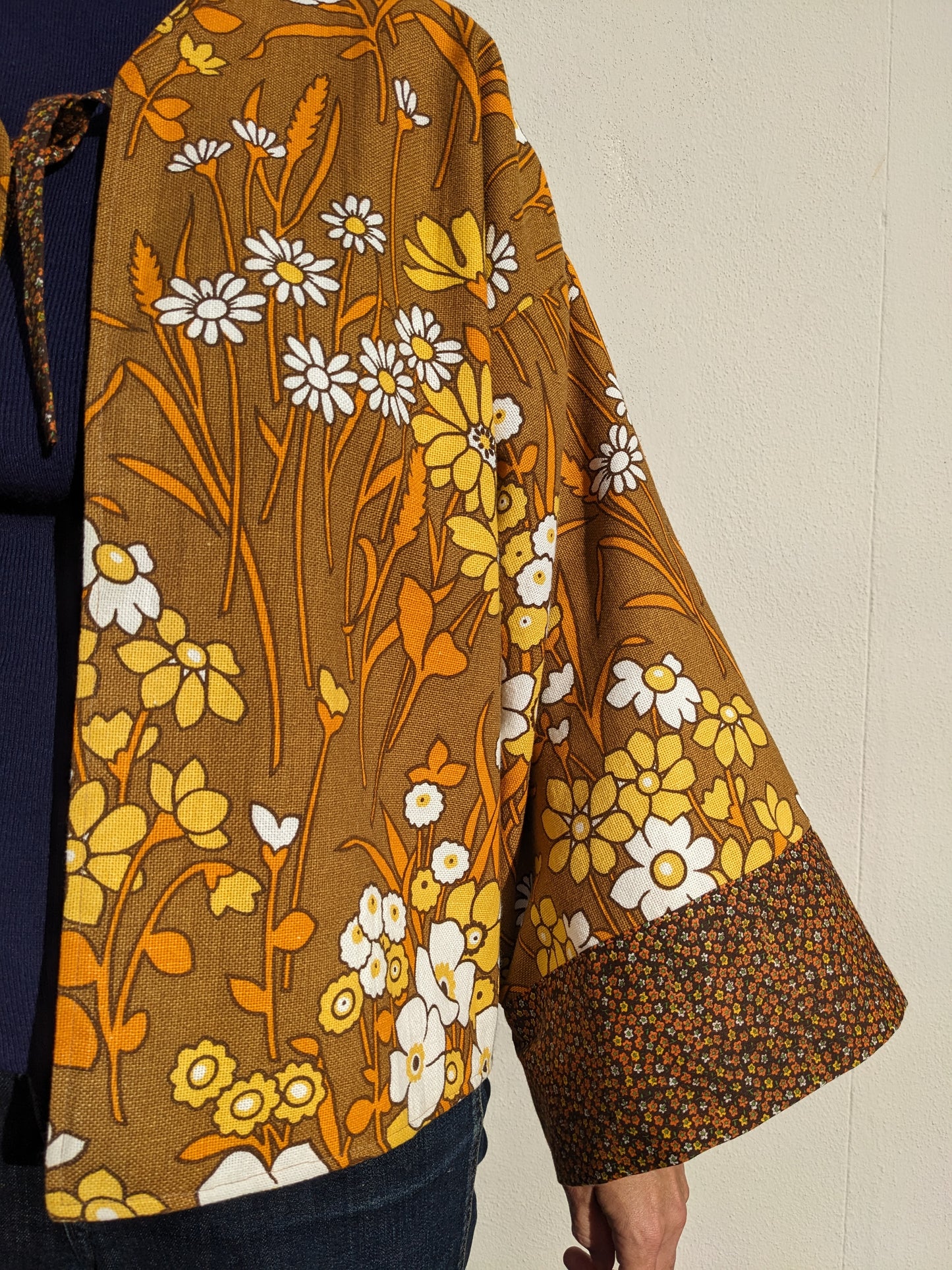 Vintage Floral Fabric Kimono-Style Jacket