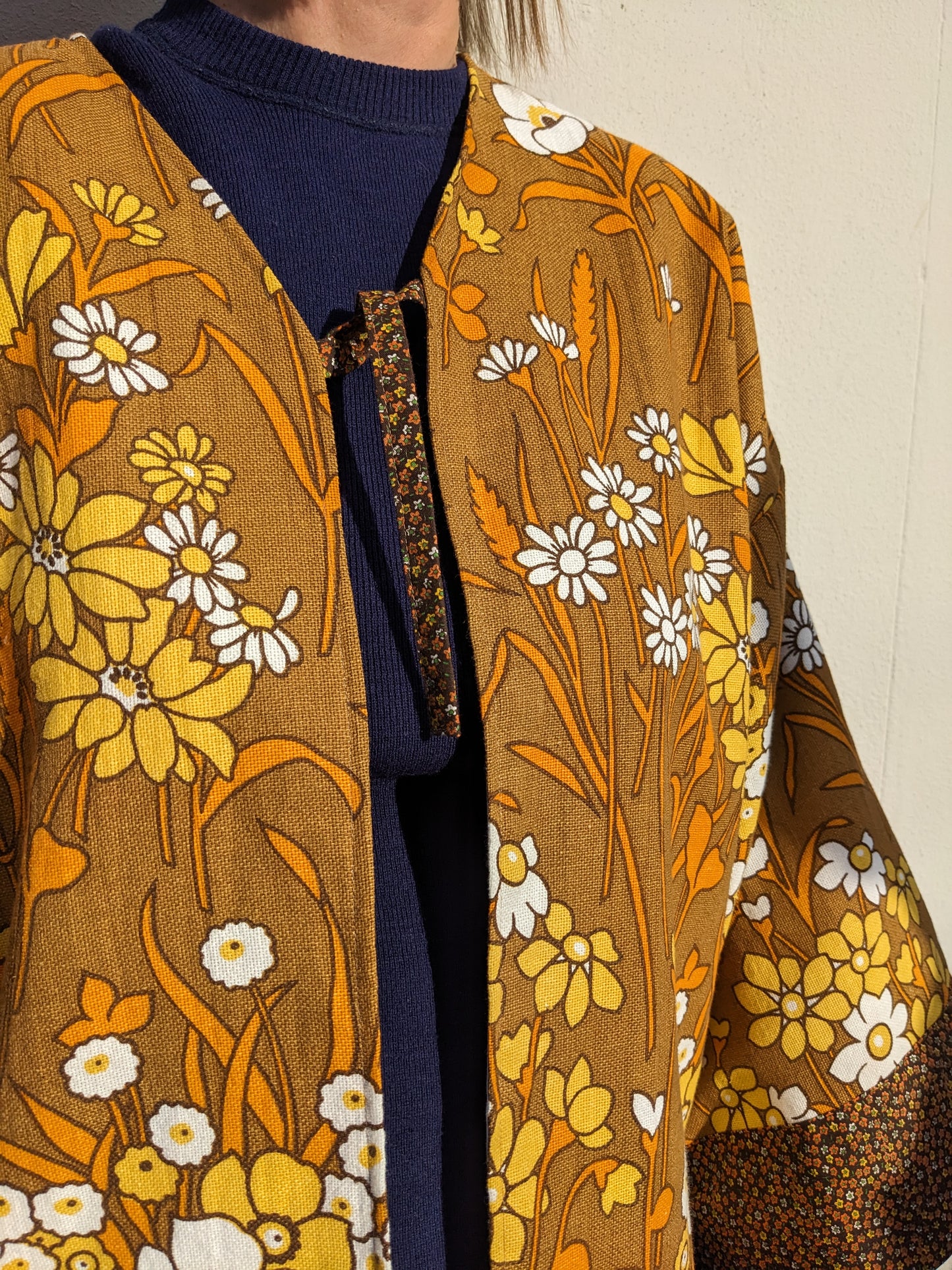 Vintage Floral Fabric Kimono-Style Jacket