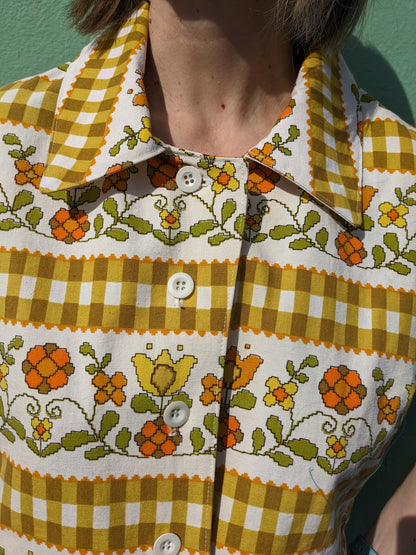 Handmade Vintage Spring Print shirt