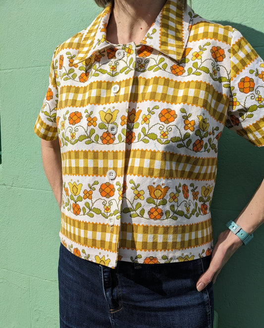 Handmade Vintage Spring Print shirt