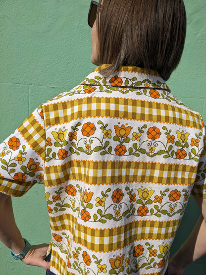 Handmade Vintage Spring Print shirt