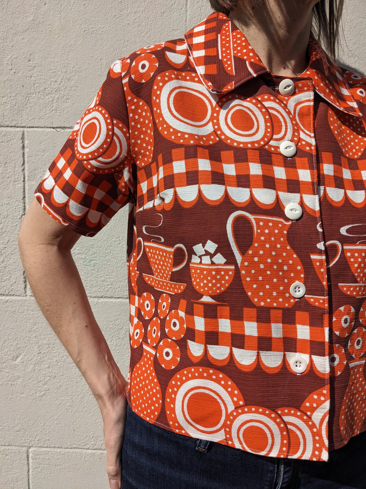 Handmade Vintage Fabric Graphic Print Shirt