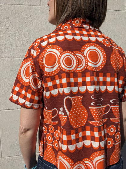 Handmade Vintage Fabric Graphic Print Shirt