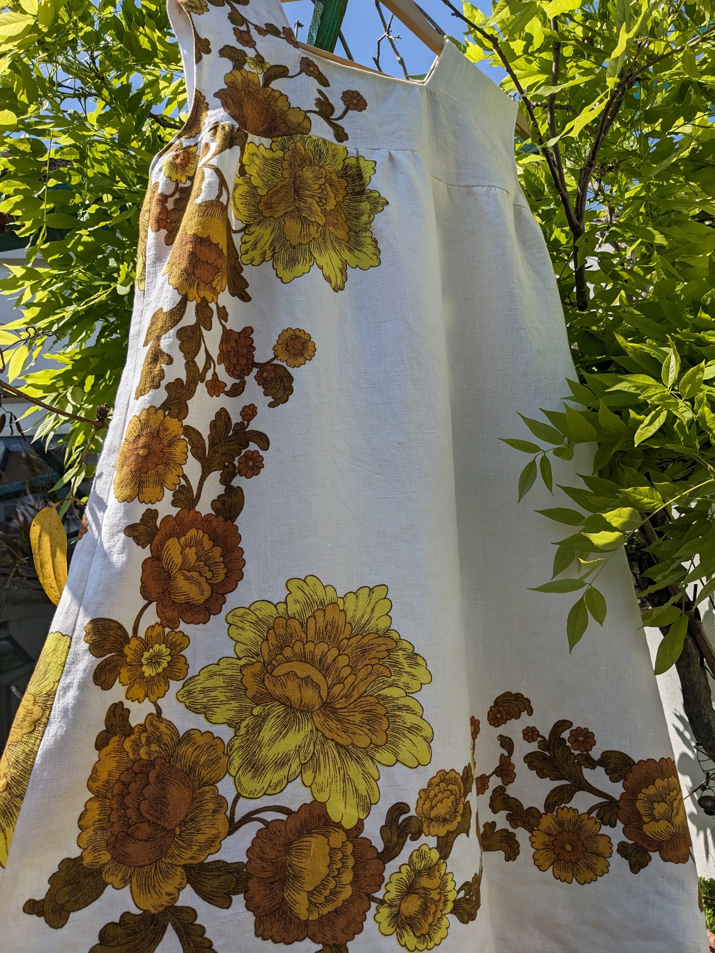 Vintage Botanical Floral Tablecloth Dress