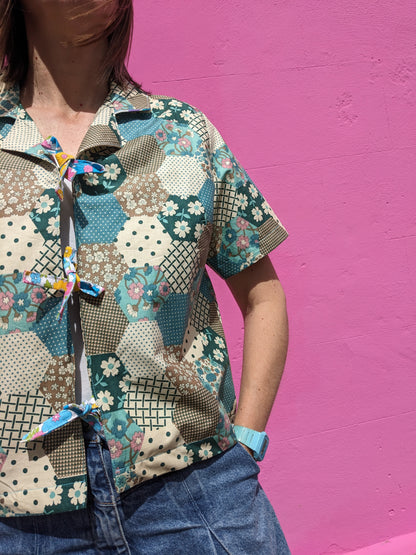 Vintage Patchwork Print Fabric Shirt