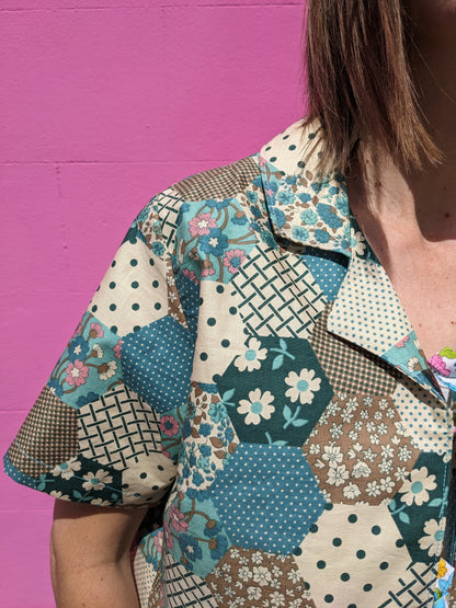 Vintage Patchwork Print Fabric Shirt