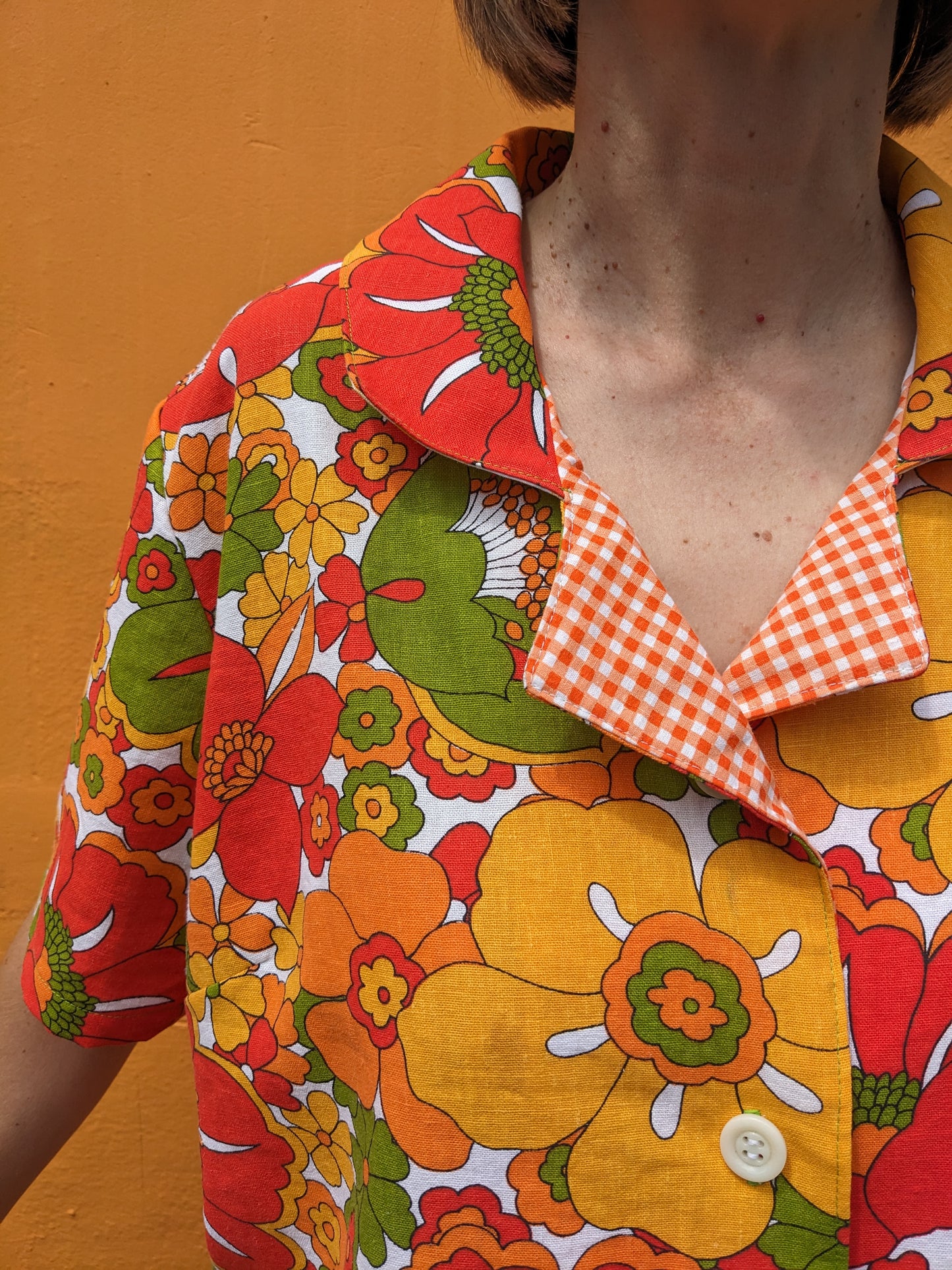 Handmade Vintage Fabric Flower Shirt