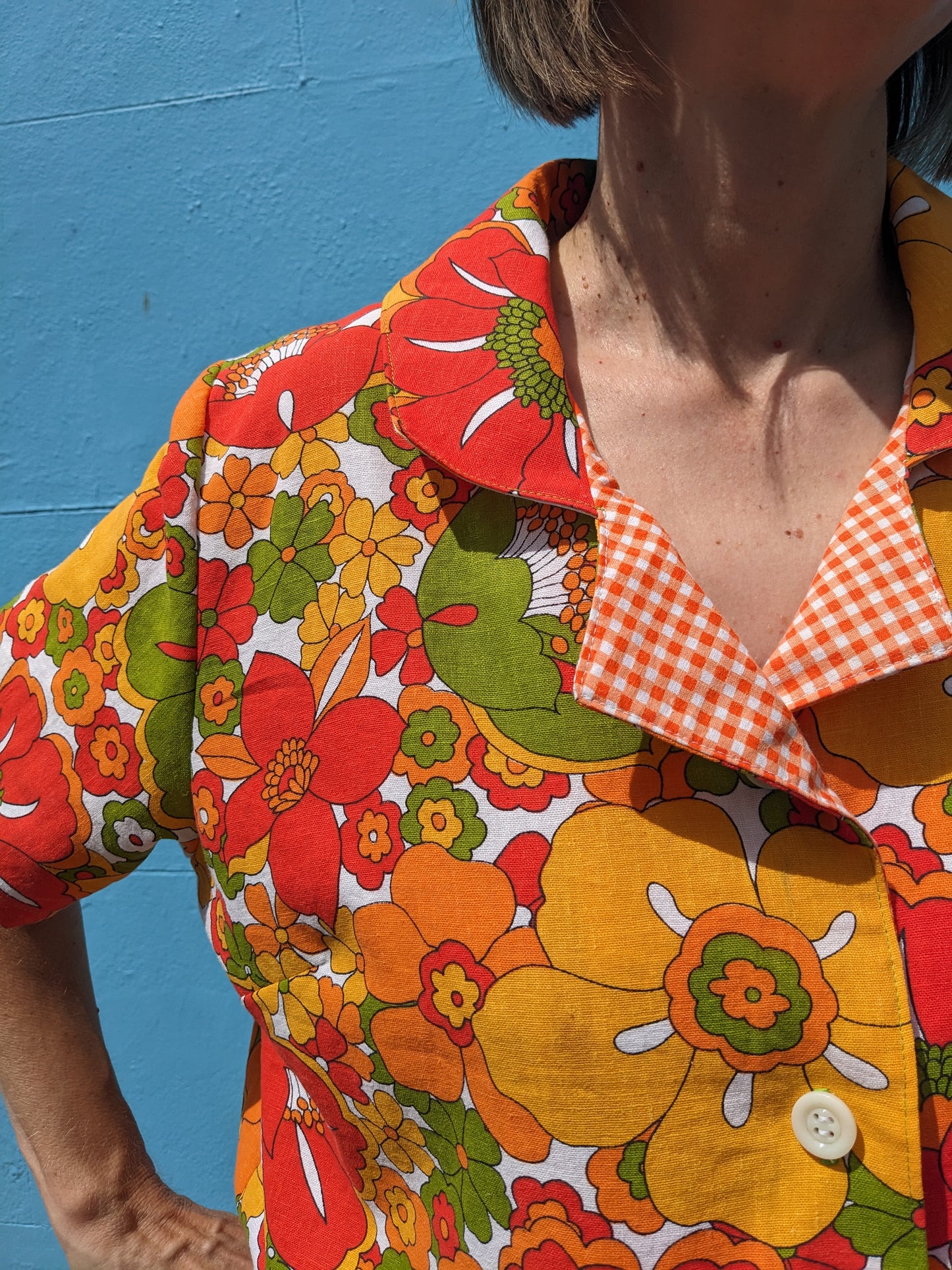 Handmade Vintage Fabric Flower Shirt