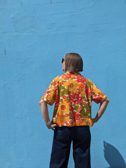 Handmade Vintage Fabric Flower Shirt