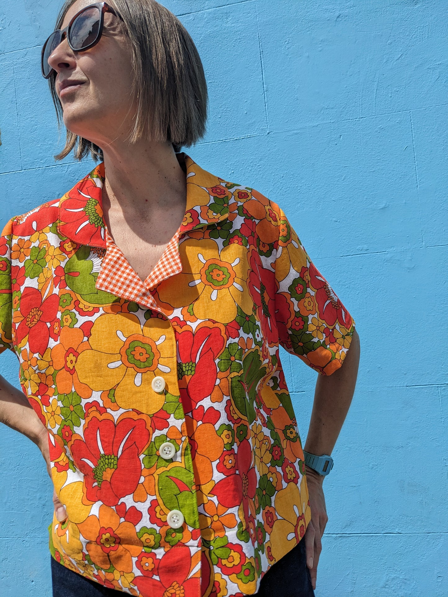 Handmade Vintage Fabric Flower Shirt