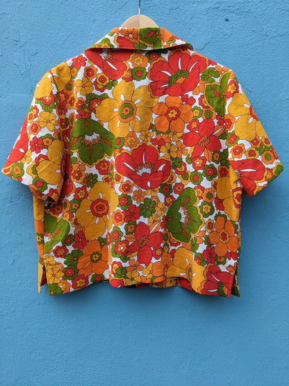 Handmade Vintage Fabric Flower Shirt