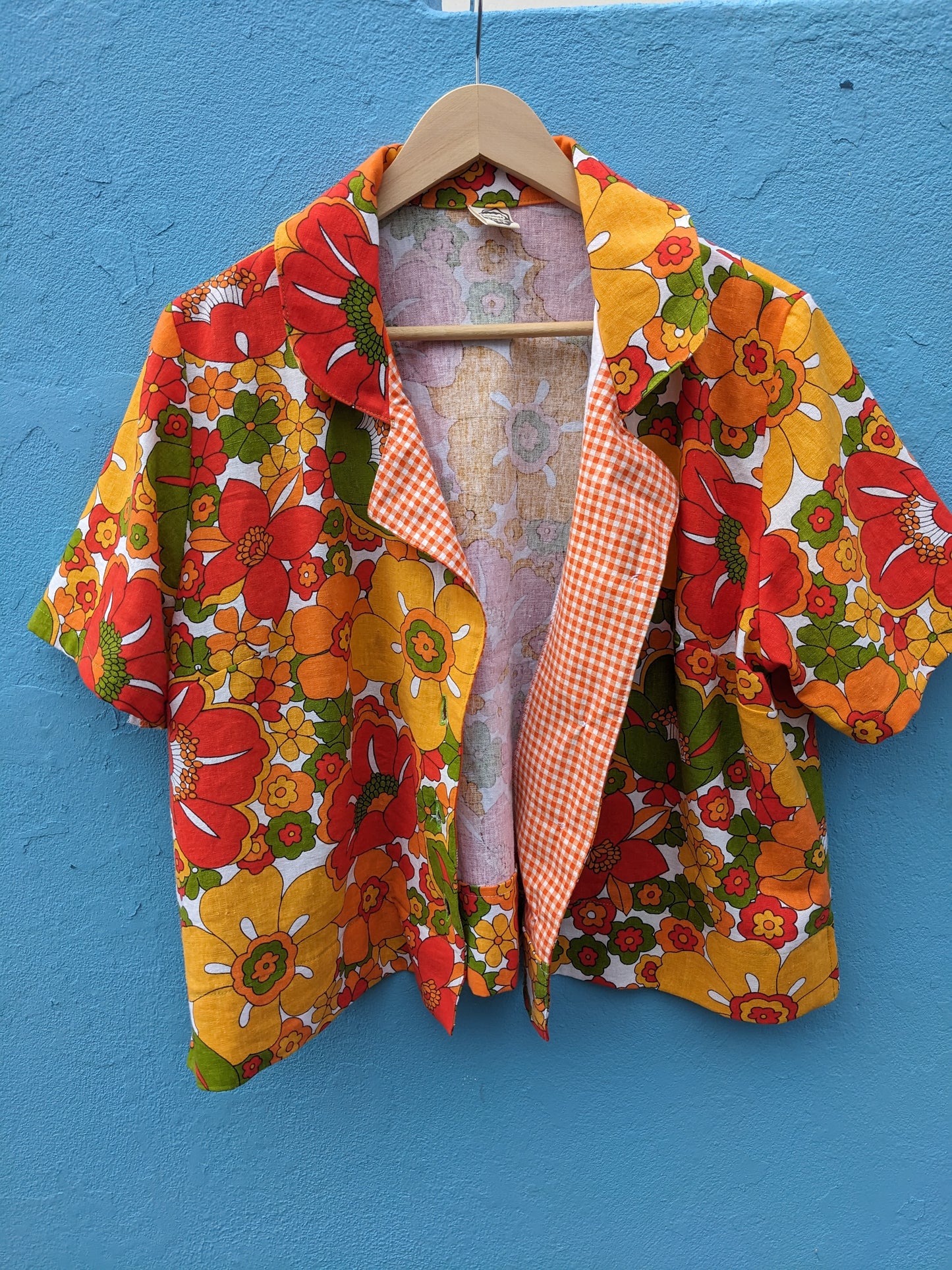 Handmade Vintage Fabric Flower Shirt