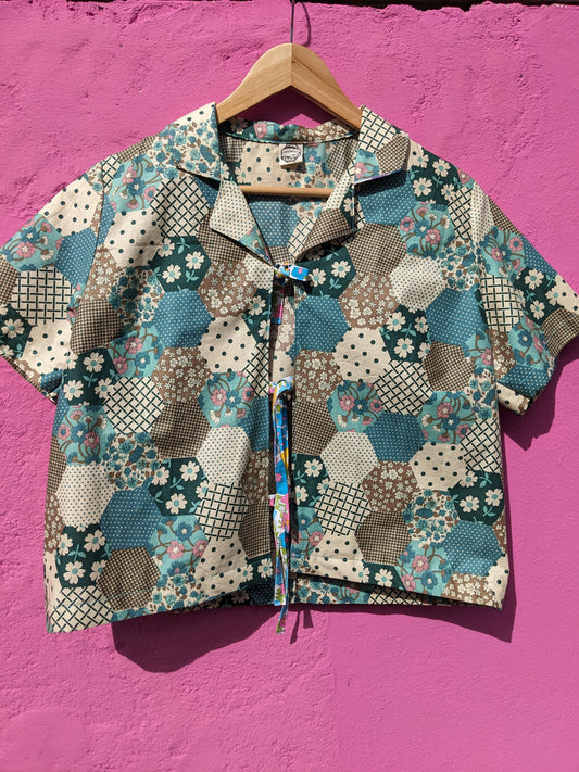 Vintage Patchwork Print Fabric Shirt