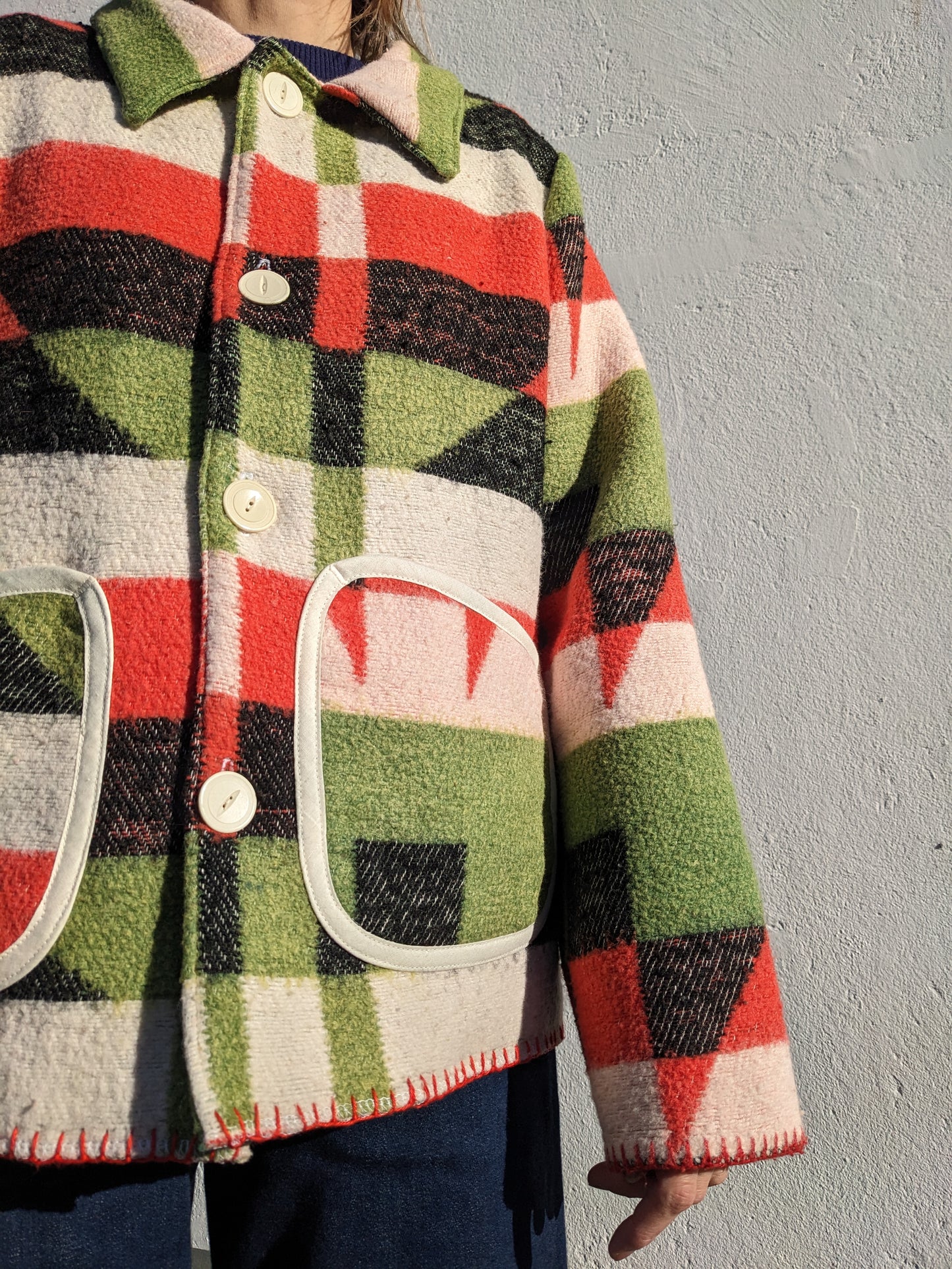 Vintage Abstract Pattern Blanket Coat