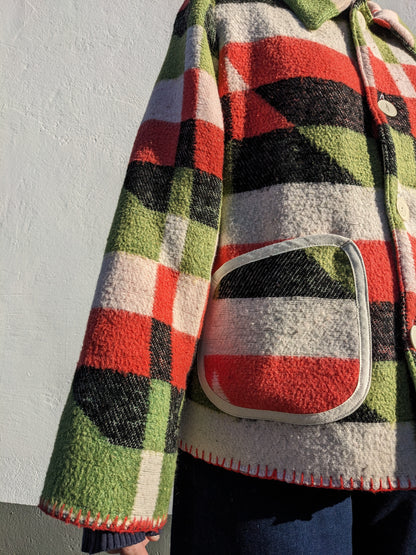 Vintage Abstract Pattern Blanket Coat