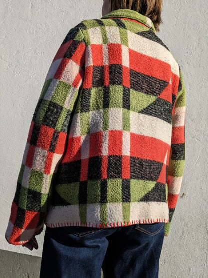 Vintage Abstract Pattern Blanket Coat