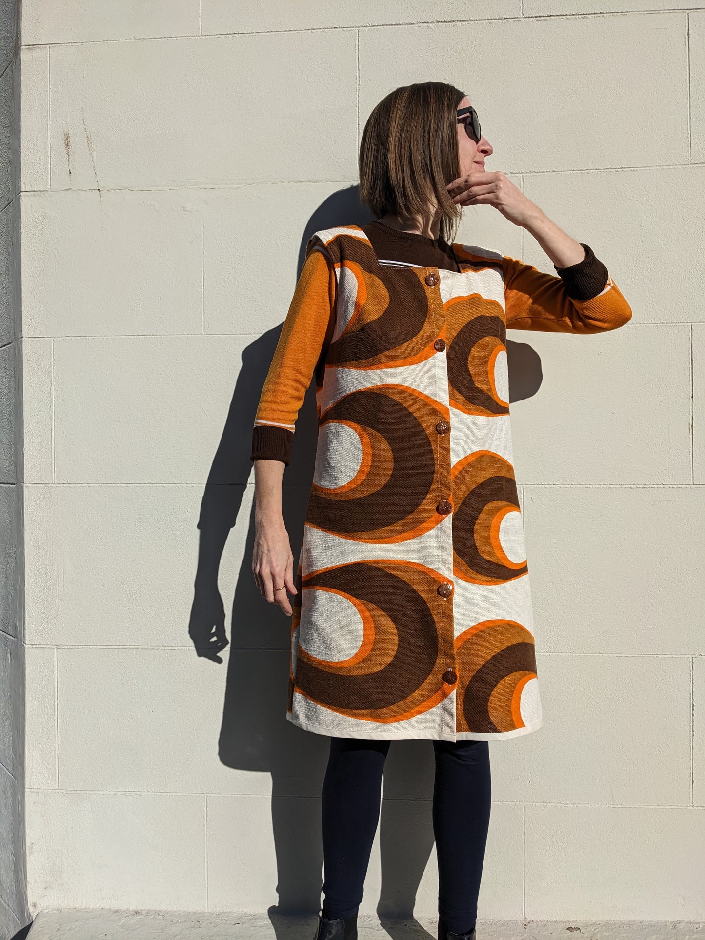 Handmade Vintage Graphic Curtain Dress