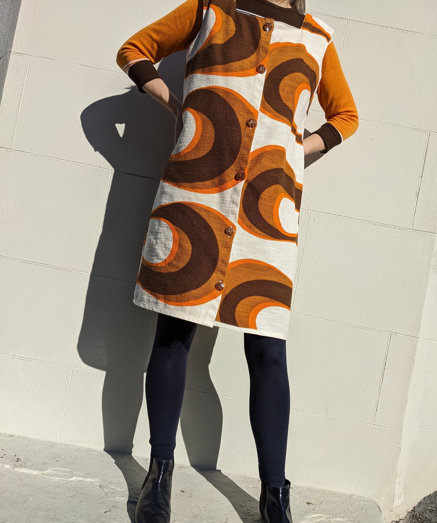 Handmade Vintage Graphic Curtain Dress