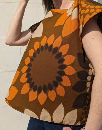 Handmade Vintage Sunflower Print top