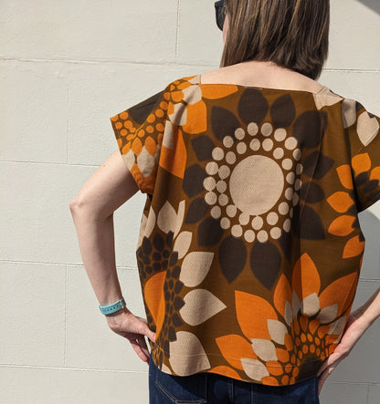 Handmade Vintage Sunflower Print top
