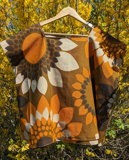 Handmade Vintage Sunflower Print top