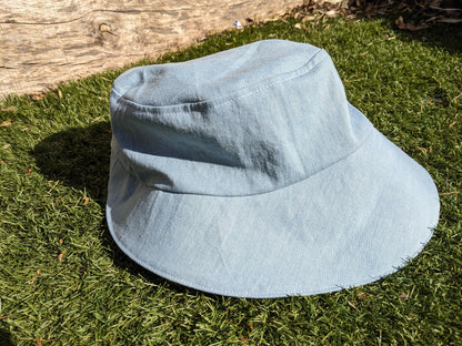 Vintage Denim and Ditsy Floral Print Sun Hat