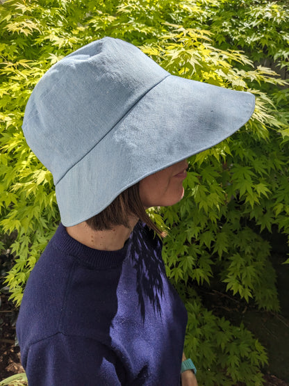 Vintage Denim and Ditsy Floral Print Sun Hat