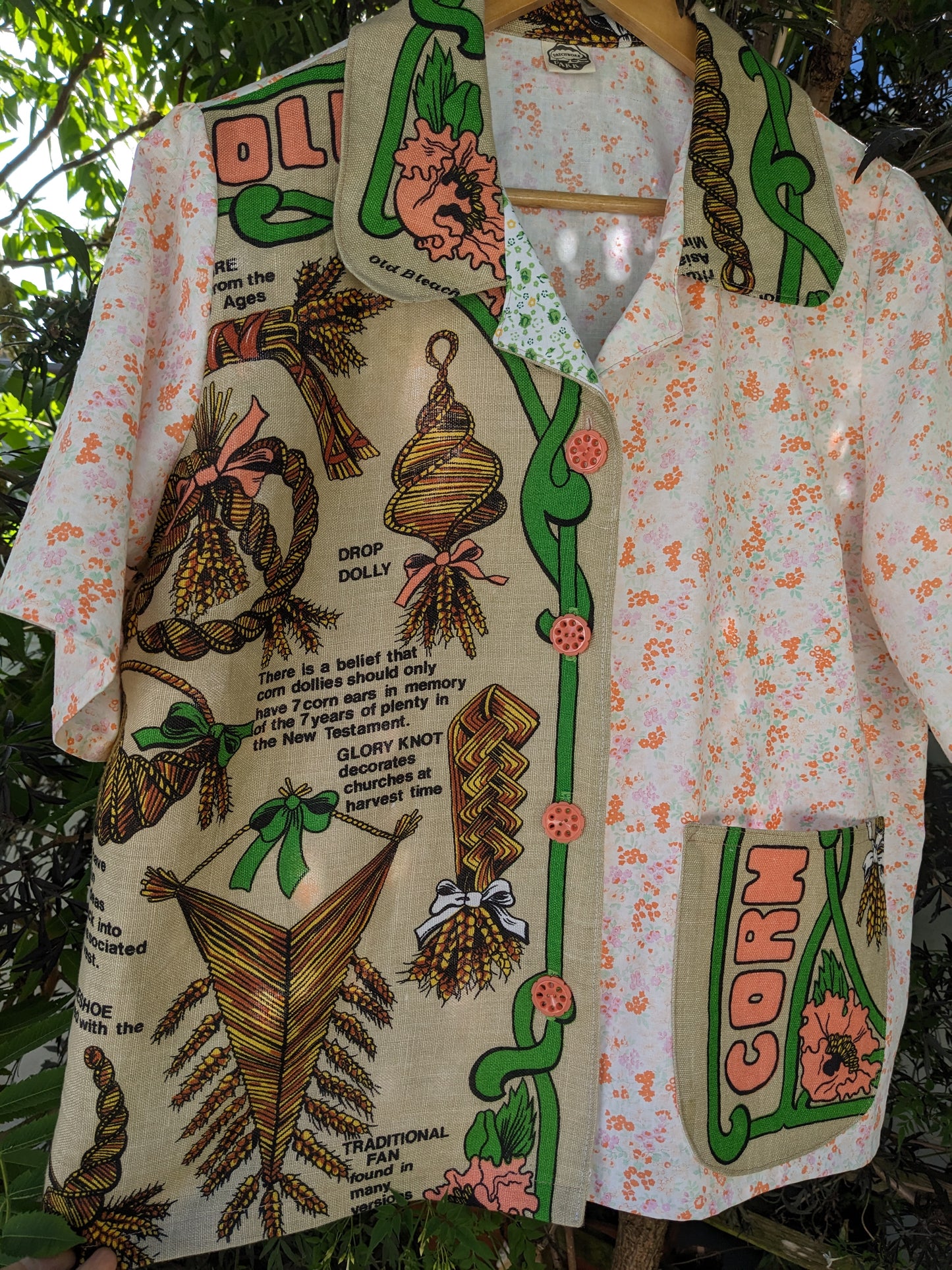 Handmade Vintage "Corn Dollies" Teatowel Shirt