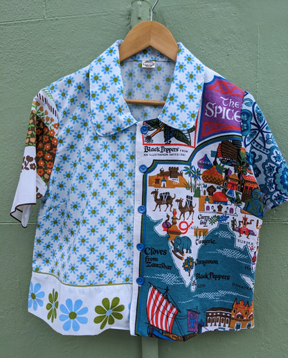 Handmade "Spice Trade" Vintage Teatowel Shirt;