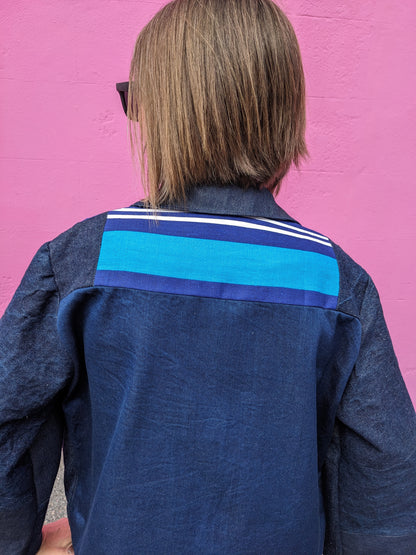 Handmade Vintage Denim/Stripey Canvas Jacket