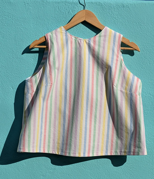 Handmade Vintage Candy Stripe Sleeveless Top