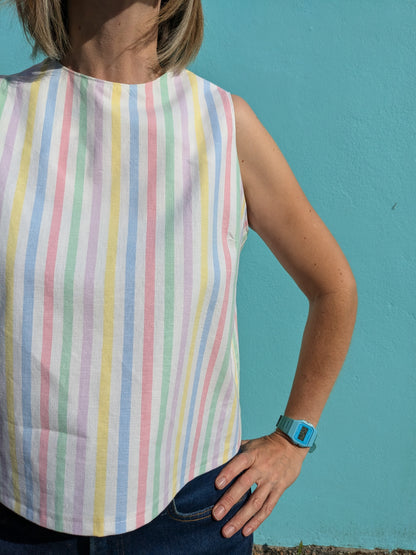 Handmade Vintage Candy Stripe Sleeveless Top