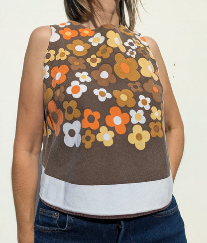 Handmade Vintage Daisy Print Tablecoth Top