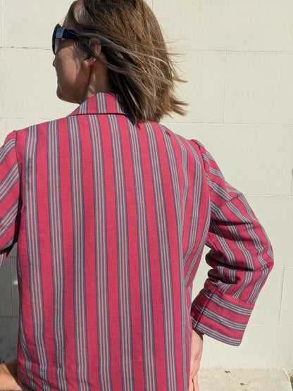 Handmade Vintage Rhubarb Stripe Zip Up Jacket