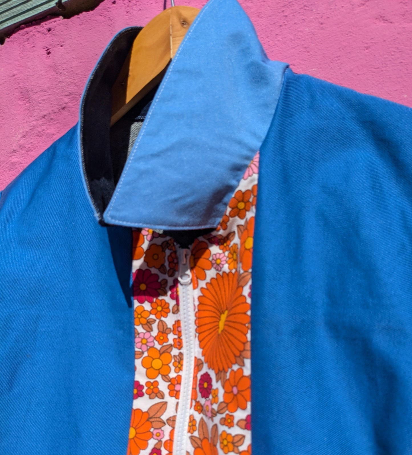 Handmade Flower Trim Colour-Block Jacket