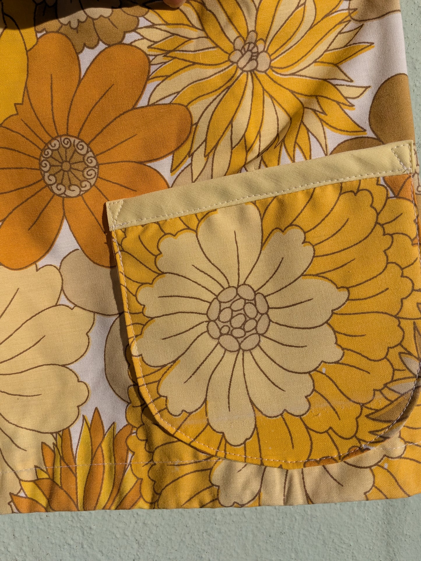 Handmade Vintage Yellow Floral Raglan Sleeve Top (Size 14)