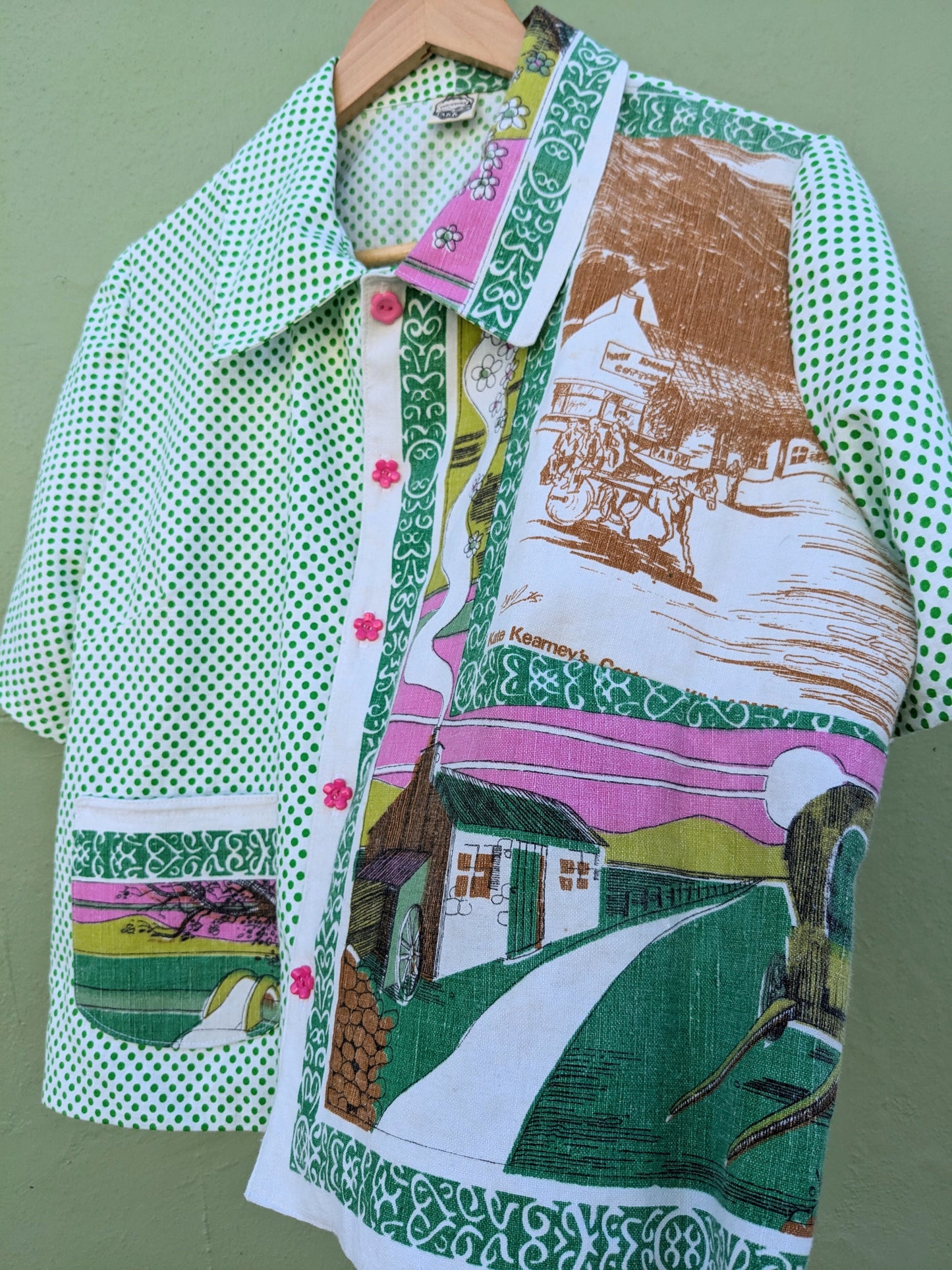 Handmade Vintage Irish-Themed Teatowel Shirt