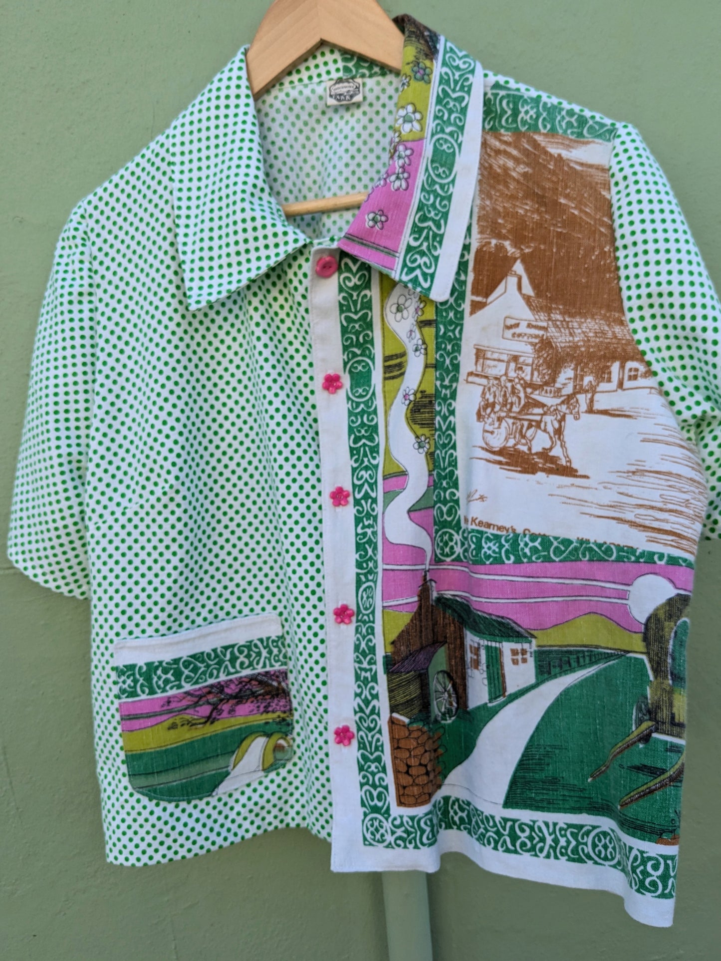 Handmade Vintage Irish-Themed Teatowel Shirt