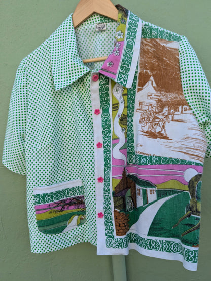 Handmade Vintage Irish-Themed Teatowel Shirt