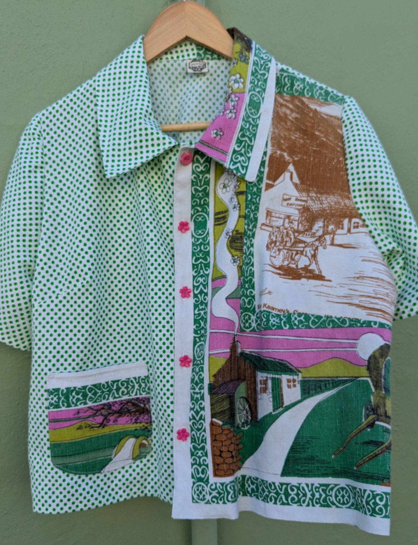Handmade Vintage Irish-Themed Teatowel Shirt