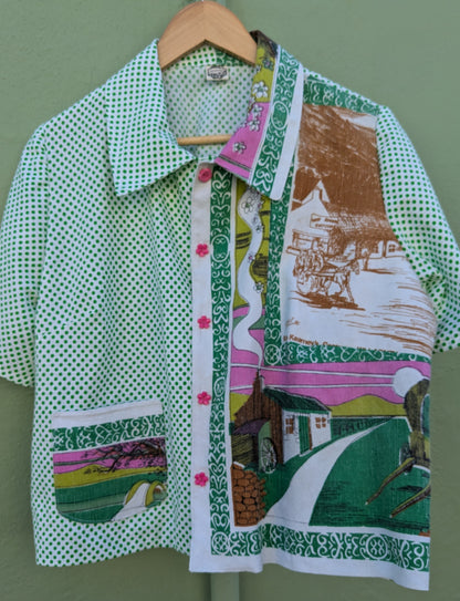Handmade Vintage Irish-Themed Teatowel Shirt