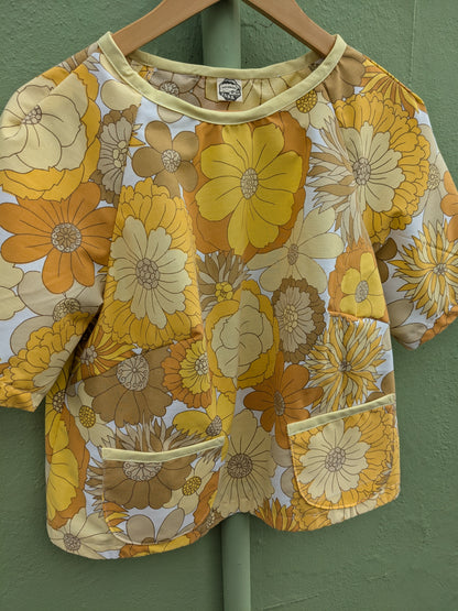 Handmade Vintage Yellow Floral Raglan Sleeve Top (Size 14)