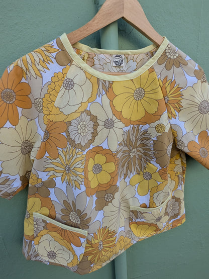 Handmade Vintage Yellow Floral Raglan Sleeve Top (Size 12)
