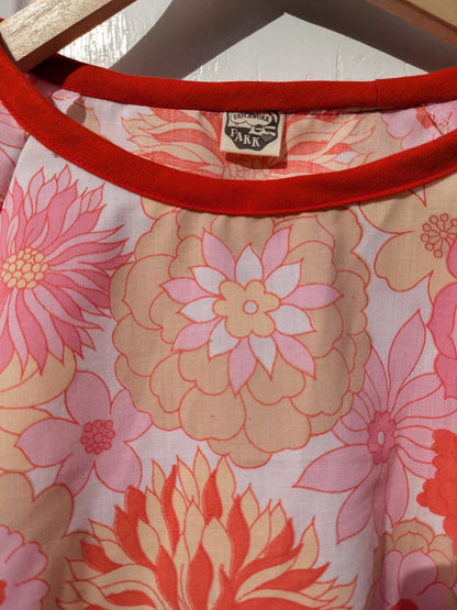 Handmade Vintage Raspberry Pink Floral Raglan Sleeve Top