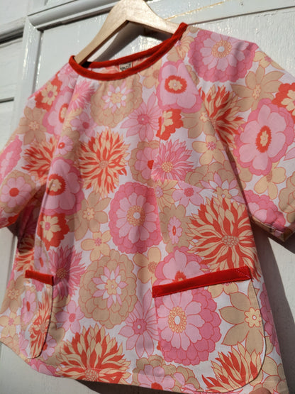 Handmade Vintage Raspberry Pink Floral Raglan Sleeve Top