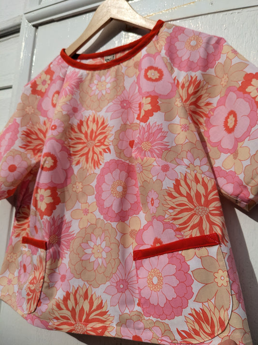 Handmade Vintage Raspberry Pink Floral Raglan Sleeve Top