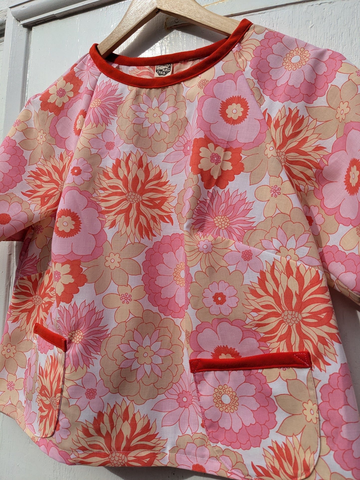 Handmade Vintage Raspberry Pink Floral Raglan Sleeve Top