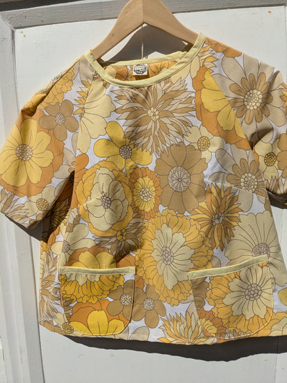 Handmade Vintage Yellow Floral Raglan Sleeve Top (Size 8)